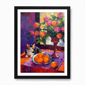 Lilac With A Cat 3 Fauvist Style Painting Art Print