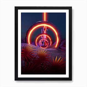 Neon landscape: Abstract canyon #1 [synthwave/vaporwave/cyberpunk] — aesthetic retrowave neon poster Art Print