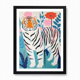 Colourful Kids Animal Art Siberian Tiger 5 Art Print