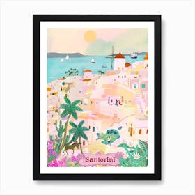 Santorini Sunset Cream & Pink Art Print