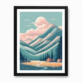 Landscape With Mountains And Trees Art Print