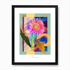 Gerbera Daisy 3 Neon Flower Collage Poster Art Print