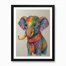 Elephant In A Scarf Art Print