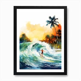 Surfing In A Wave On Whitsunday Islands Australia 1 Art Print