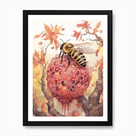 Blood Bee Beehive Watercolour Illustration 4 Art Print