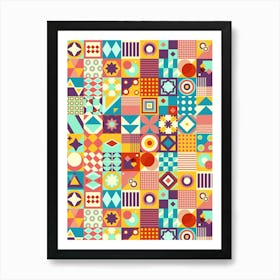 Abstract Geometric Pattern - Bauhaus Azulejo geometric pattern, mosaic #2 Art Print