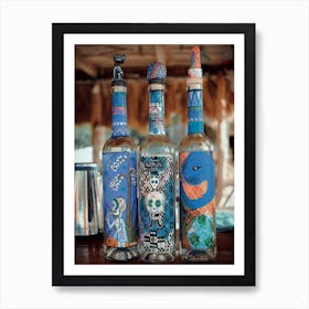 Artsy Tequila Bottles On Isla Holbox Mexico Art Print