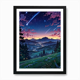 Night Sky Anime aesthetic 38 Art Print