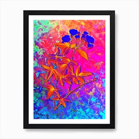 Lady Bank's Rose Botanical in Acid Neon Pink Green and Blue n.0033 Art Print