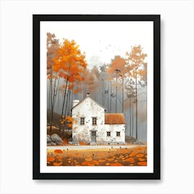 Autumn House In The Forest Affiche