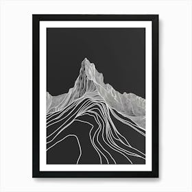 Ben Lui Mountain Line Drawing 2 Art Print