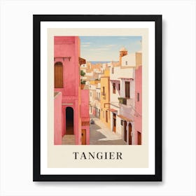 Tangier Morocco 2 Vintage Pink Travel Illustration Poster Art Print