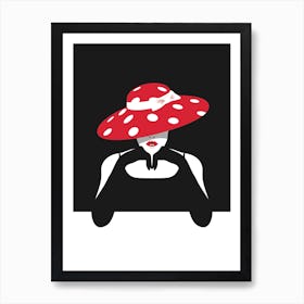 Woman in Spotty Hat Fashion Art Print