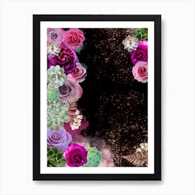 Roses And Succulents Art Print