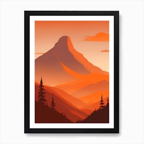 Misty Mountains Vertical Composition In Orange Tone 229 Art Print