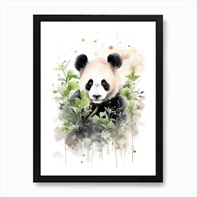 Panda Art In Chinese Brush Painting Style 1 Art Print