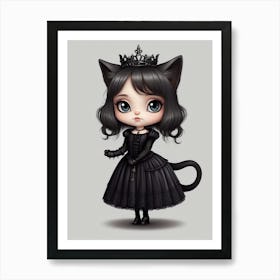 Gothic Cat Girl Art Print