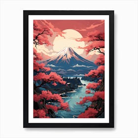 Fuji Mountain Cherry Blossoms Art Print