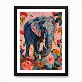 Floral Animal Painting Elephant 4 Art Print