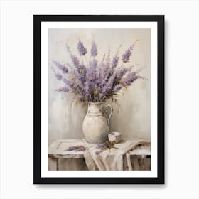 Lavender, Autumn Fall Flowers Sitting In A White Vase, Farmhouse Style 1 Art Print