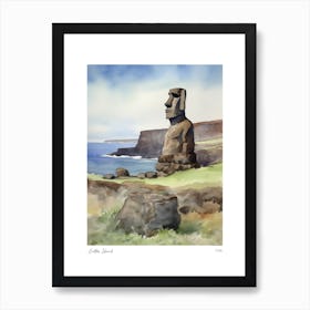 Easter Island Chile 3 Watercolour Travel Poster Art Print