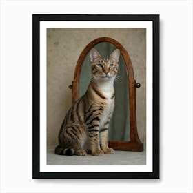 Bengal Cat In Mirror Art Print