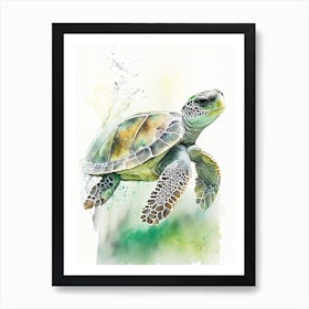 Olive Ridley Sea Turtle (Lepidochelys Olivacea), Sea Turtle Storybook Watercolours 1 Art Print