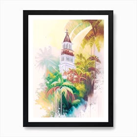 Santa Teresa Costa Rica Watercolour Pastel Tropical Destination Art Print