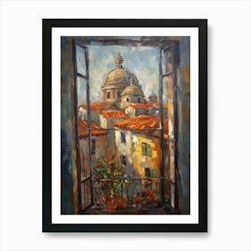 Window View Of Venice In The Style Of Impressionism 4 Art Print