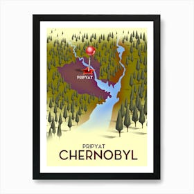 Pryatt Chernobyl Travel map Art Print