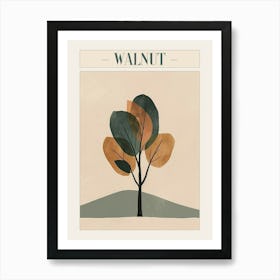 Walnut Tree Minimal Japandi Illustration 2 Poster Art Print