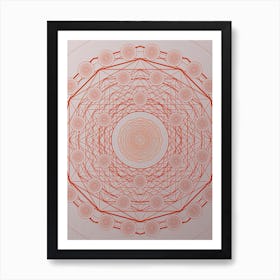 Geometric Abstract Glyph Circle Array in Tomato Red n.0108 Art Print