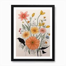 Luckycharms Flowers And Birds Art Print