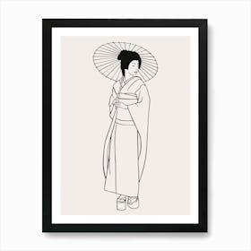 Geisha line art Art Print