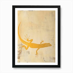 Mustard Monitor Lizards Blockprint 3 Art Print