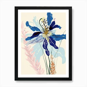 Colourful Flower Illustration Love In A Mist Nigella 3 Art Print