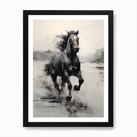 A Horse Painting In The Style Of Monochrome Painting 1 Art Print