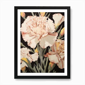 Carnation 3 Flower Painting Art Print