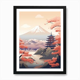Mountains And Hot Springs Japanese Style Illustration 11 Art Print
