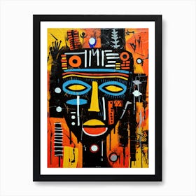 African tribe man, Basquiat style Art Print