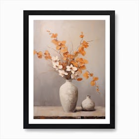 Orchid, Autumn Fall Flowers Sitting In A White Vase, Farmhouse Style 1 Art Print