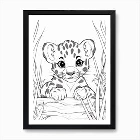 Line Art Jungle Animal Leopard 4 Art Print