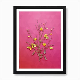 Vintage Yellow Broom Flowers Botanical Art on Beetroot Purple n.1316 Art Print