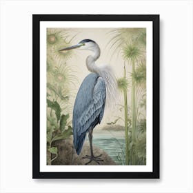 Ohara Koson Inspired Bird Painting Great Blue Heron 1 Art Print