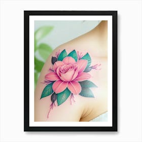 Pink Rose Tattoo Art Print