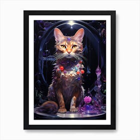 Cat With Crystals Art Print