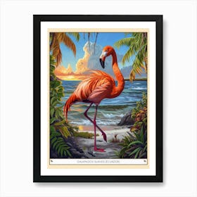 Greater Flamingo Galapagos Islands Ecuador Tropical Illustration 6 Poster Art Print