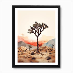  Minimalist Joshua Tree At Dawn In Desert Line Art 3 Art Print