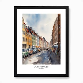 Copenhagen 4 Watercolour Travel Poster Art Print