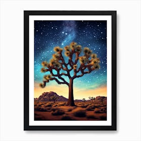 Joshua Tree With Starry Sky In Nat Viga Style (4) Art Print